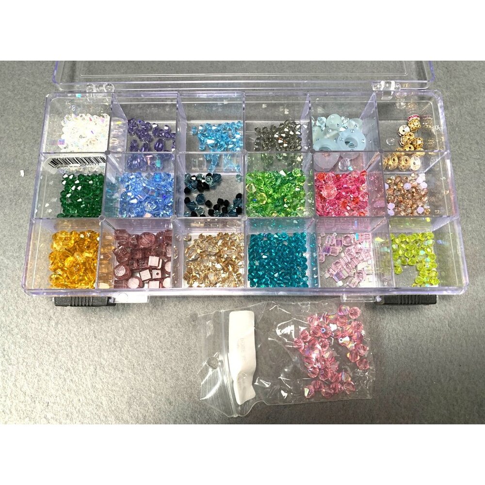 Box of Assorted Czech Crystal Beads In Vibrant Colors
